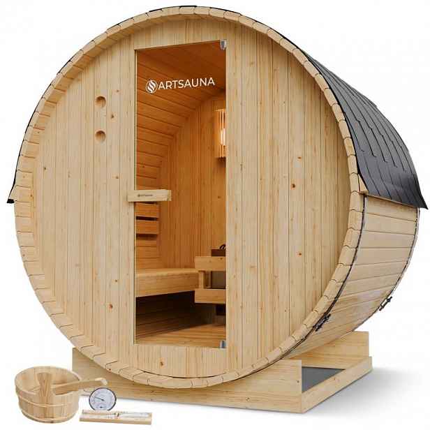 Finská sudová sauna Ø 190 cm – venkovní, z masivu, 180 cm