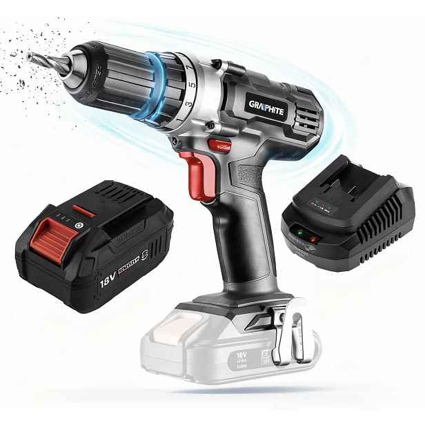 Graphite Aku Vrtačka 58G006 Energy+ 18V Akumulátor 6AH Napájecí Zdroj Kpl