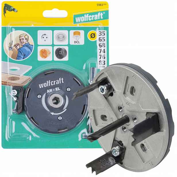 Korunkový Vrták nastavitelná Wolfcraft elektroinstalace 35-83 mm