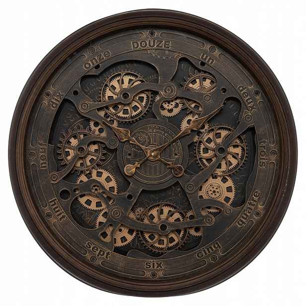 Nástěnné hodiny Alban, vintage, viditelný mechanismus, Ø 76 cm