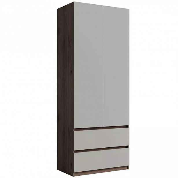 Šatní skříň 2D2SZ Madison 22 šedá/ořech elegant