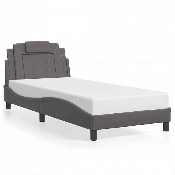 vidaXL Rám postele Viana bez matrace šedý 90x190 cm umělá kůže