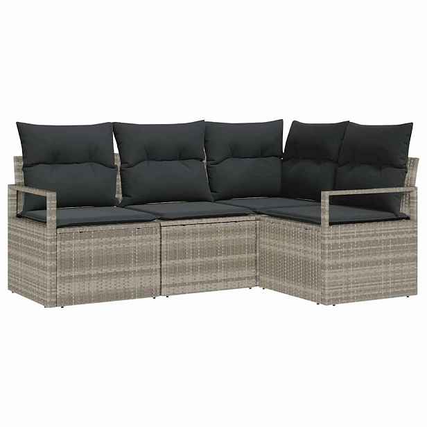 vidaXL Set pohovek 4 pcs Světle šedá polyratan