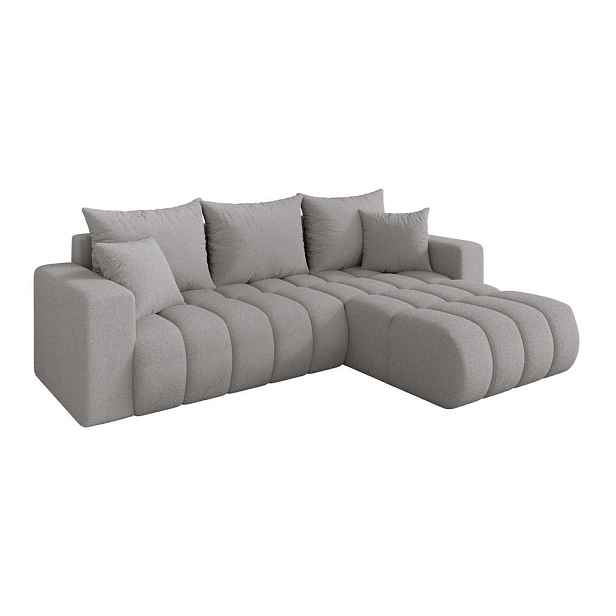 ALTDECOR ROHOVÁ SEDAČKA s funkcí spaní, otoman vpravo MILA-L-v1 277x195x86 světle šedá bouclé