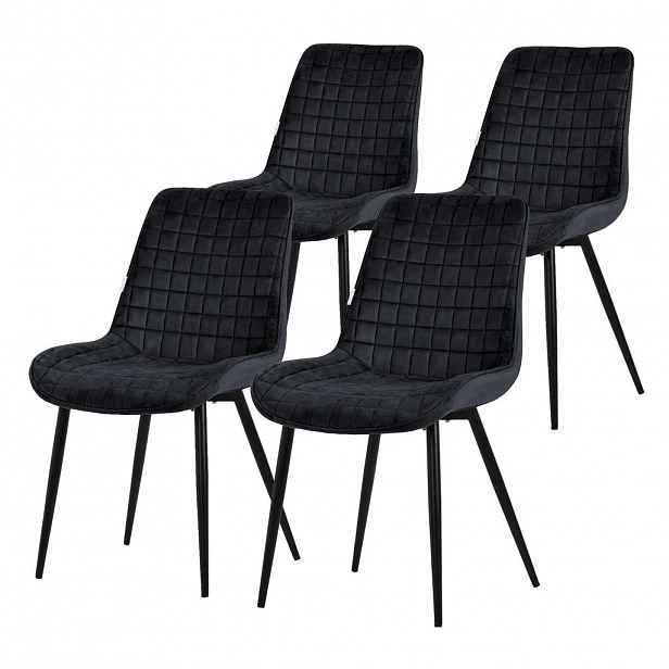 ML-DESIGN JÍDELNÍ ŽIDLE 4KS Černý samet