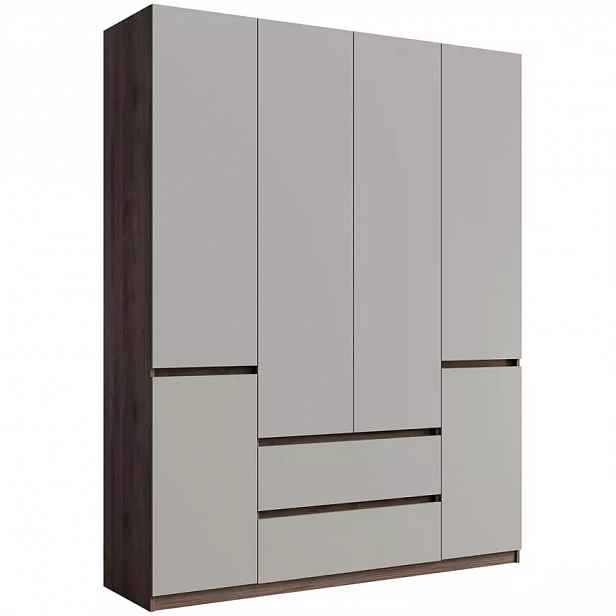 Šatní skříň 6D 2SZ Madison 46 šedá/ořech elegant