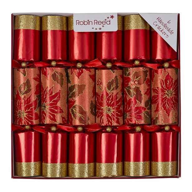Vánoční crackery v sadě 6 ks Glittery Poinsettia – Robin Reed