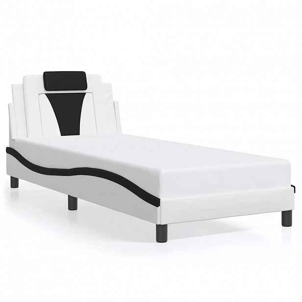 vidaXL Rám postele Viana bez matrace bílý a černý 90x190 cm umělá kůže