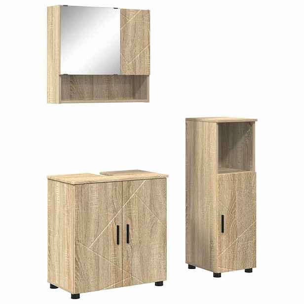 vidaXL Sada koupelnového nábytku 3 ks Sonoma dub 61 x 35 x 64 cm