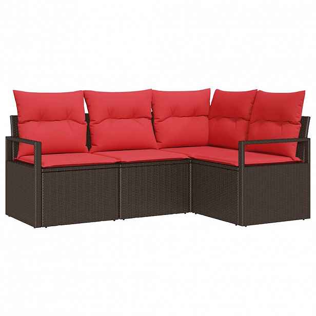 vidaXL Set pohovek 4 ks Hnědá polyratan