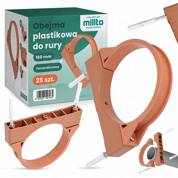 25x Objímka Trubky 160 mm Držák trubek Kanalizace Pp Pvc Plastový Nerez Qn
