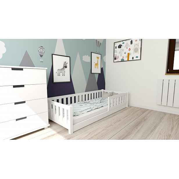 Dětská Montessori postel PINELO 90 x 200 cm, bílá Rošt: S lamelovým roštem, Matrace: Matrace Coco Maxi 20 cm