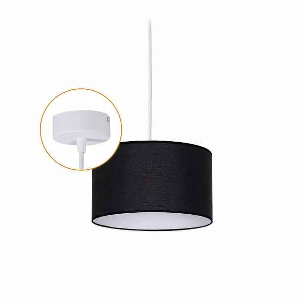 Stropní svítidlo s krytem Lustr Závěsná lampa 1 x E27 Černé stínidlo 20 cm