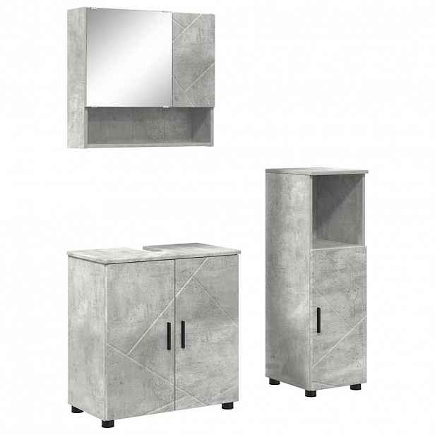 vidaXL Sada koupelnového nábytku 3 ks Betonově šedá 61 x 35 x 64 cm