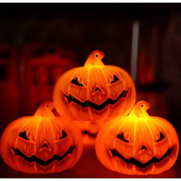 12 kusů světýlek ve tvaru dýně na Halloween, dýně s grimasy, mini osvětlení