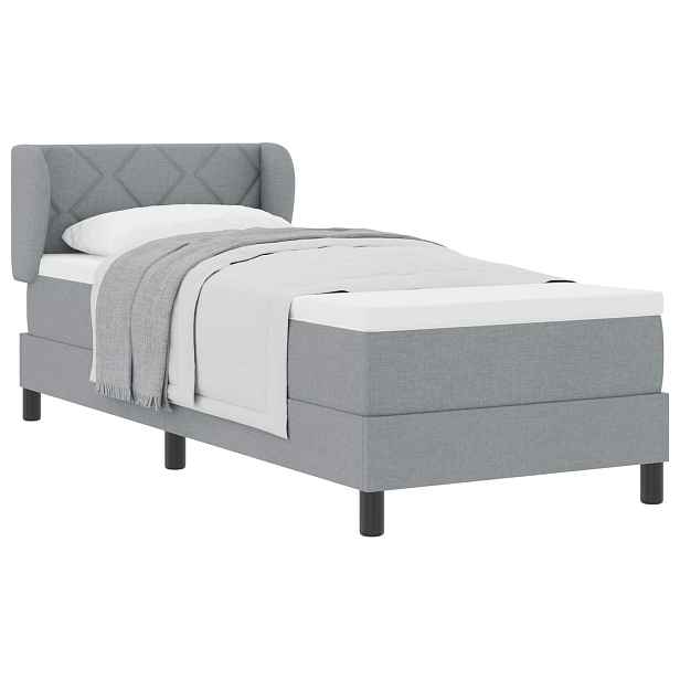 vidaXL Postel s boxspringem s čelo Světle šedá 80 x 200 cm textil