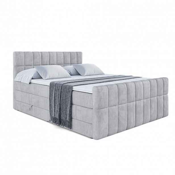 ALTDECOR POSTEL boxspring MIAMI-Z KING – 200 x 200 – H3/H4 – světle šedá