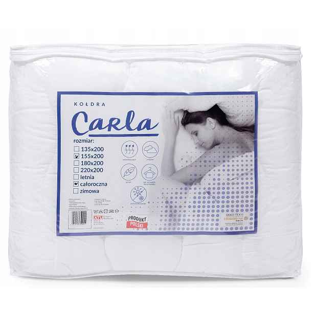 Celoroční Přikrývka Carla 180 x 200 cm, Sněhově Bílá, Polský Výrobek