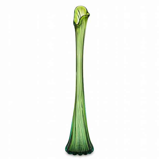 Dekorativní skleněná váza zelená 72 cm flakonek na tulipánovou růži