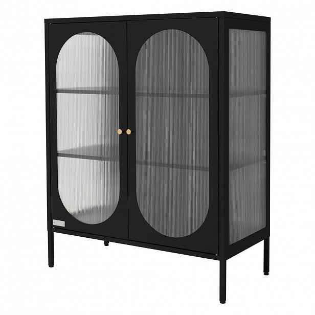 ML-DESIGN VITRÍNA 80 x 102,5 x 40 cm, černá, z oceli