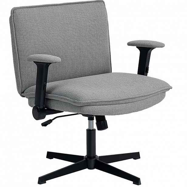 OKWISH KANCELÁŘSKÁ židle 76/70/85-97 cm šedá z polyesteru s výklopnými područkami