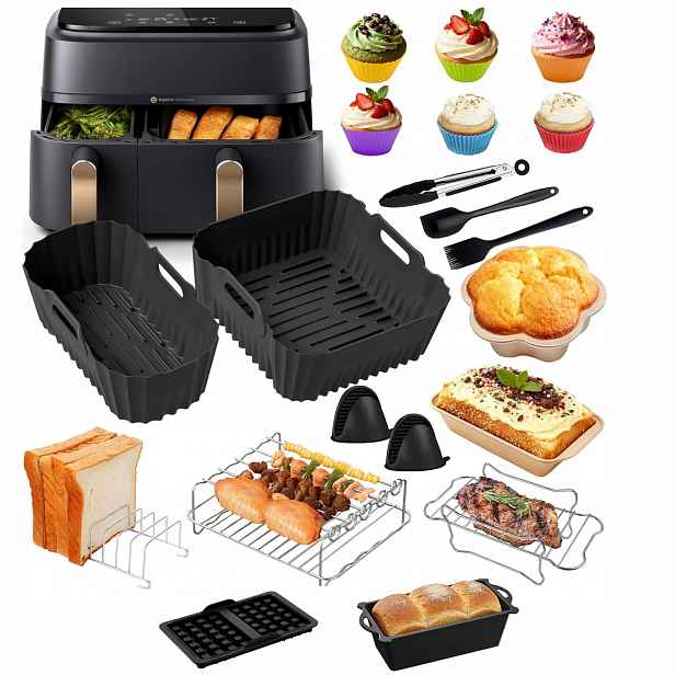 Velká Sada Příslušenství Pro Philips Airfryer Dual Basket Formy Rošty Vafle