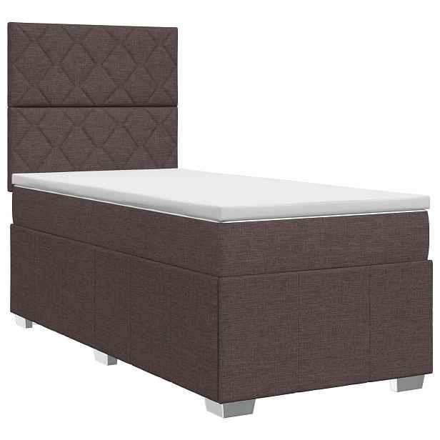 vidaXL Postel boxspring s matrací Tmavě hnědá 90 x 200 cm Textil