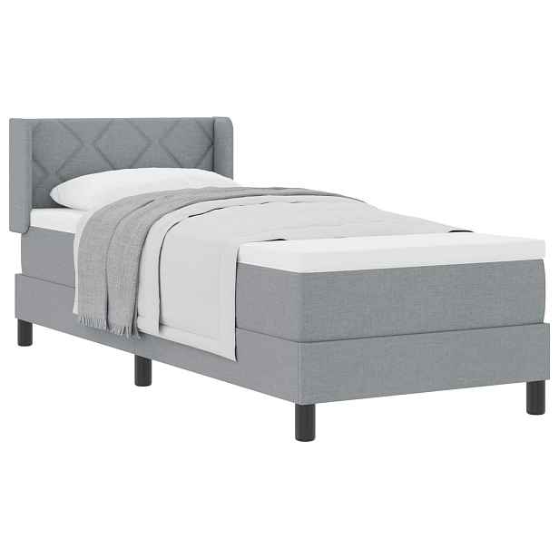 vidaXL Postel s boxspringem s čelo Světle šedá 200 x 80 cm textil