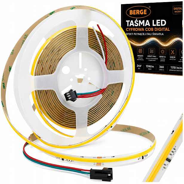 Digitální Led pásek Cob Wled WS2811 tekoucí Neutrální 4000K 24V 5m 65W