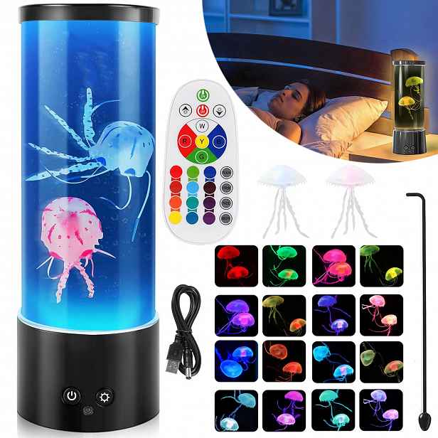 Noční Lampa S Akvarijními Medúzami, Barevné Led Podsvícení, Dárek Pro Dítě