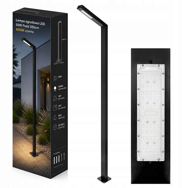 Zahradní lampa stojící sloupek Sloup Lampa 350cm 120° venkovní 4000K Led