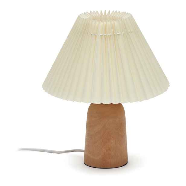 Béžová/v přírodní barvě stolní lampa z kaučukového dřeva s textilním stínidlem (výška 33 cm) Benicarlo – Kave Home