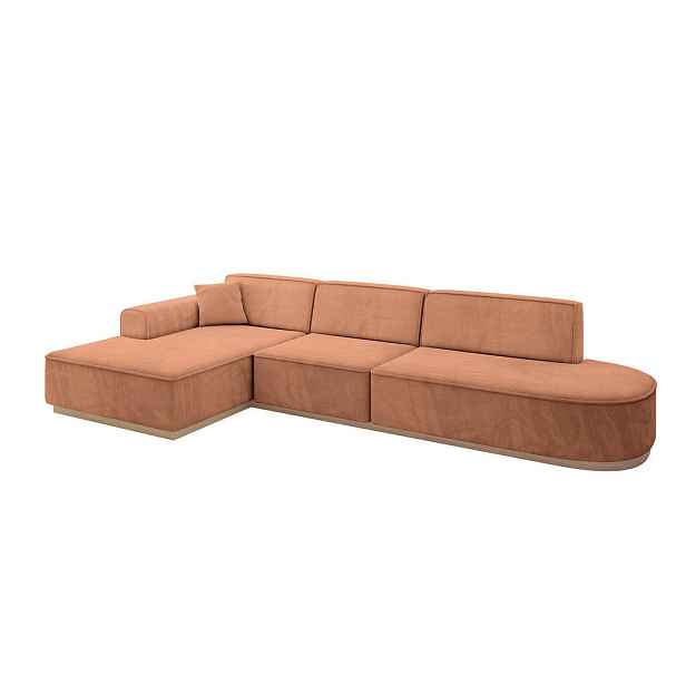 ALTDECOR ROHOVÁ SEDAČKA s otomanem, levá IREA-L2 327x165x80 Meruňková Velur