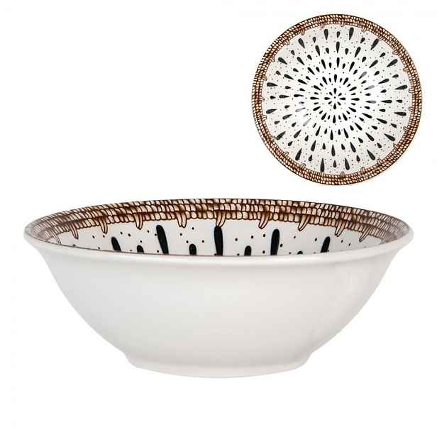 Bílá keramická miska s černým vzorem Mibbo - Ø 15*5 cm / 350 ml Clayre & Eef