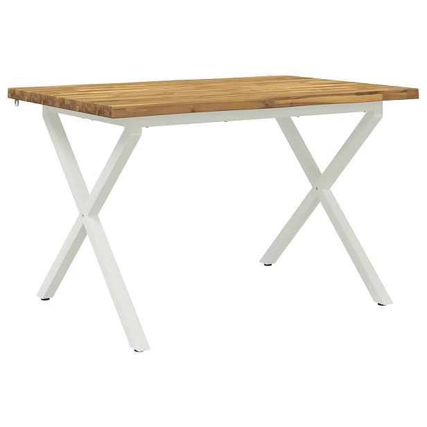 vidaXL 120 x 80 x 75 cm Masivní akátové dřevo Bílá Obdélníkový