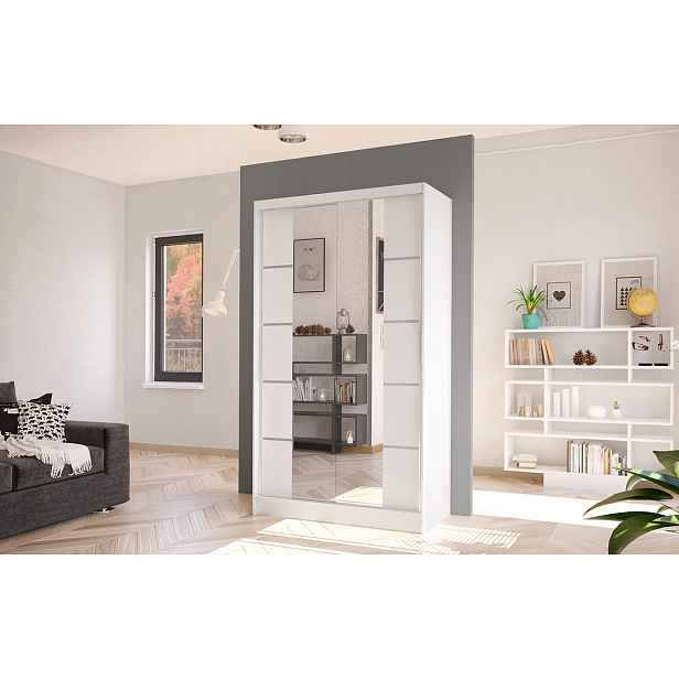 Elegantní šatní skříň ARINI 5 - šířka 100 cm, bílá