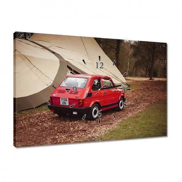 Hodiny 60x40 Červený malý Fiat 126p
