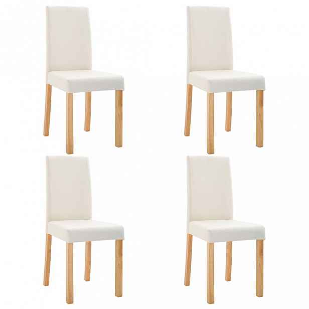 Jídelní židle 4 ks umělá kůže / dřevo Krémová