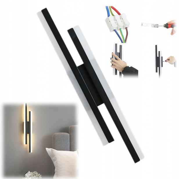 Moderní Nástěnná Led Lampa Loft 20W 3000K Do Obývacího Pokoje Černá