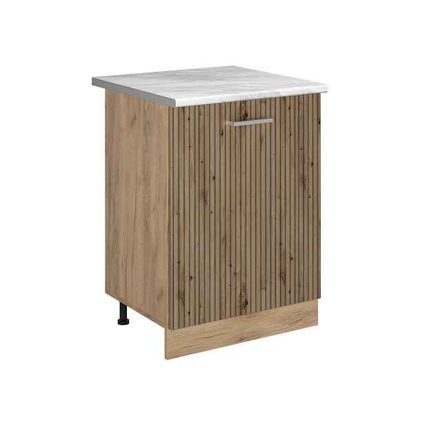 Vicco SPODNÍ SKŘÍŇKA KUCHYŇSKÉ LINKY R-Line, Řemeslný dub/Zlatý mocný dub, 60 cm s 1 dveřmi pracovná doska Mramor
