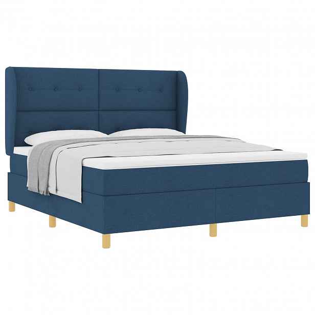 vidaXL Postel s boxspringem s čelo Modrá 200 x 180 cm textil