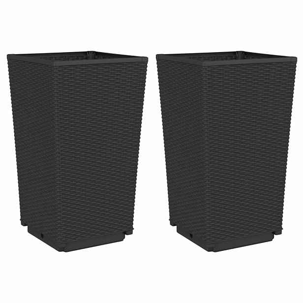 vidaXL Zahradní květináče 2 ks černé 32,5 x 32,5 x 57 cm PP