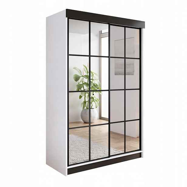 Kier Furniture POSUVNÁ ŠATNÍ SKŘÍŇ ARI 2 se zrcadlem 150 - Bílá