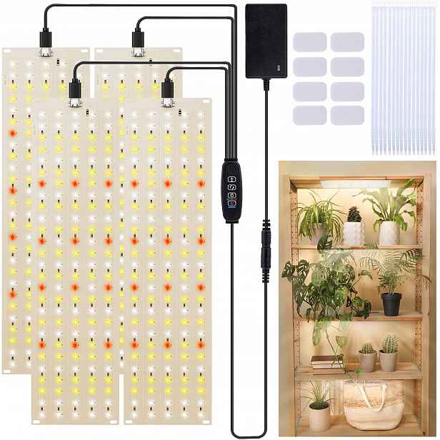 Led Lampa Pro Rostliny 420 Diod 4 Ks Časovač 16H