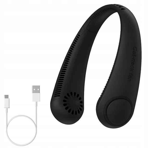 Přenosný Sportovní Větrák Ventilátor Na Krk Usb Černý Výkonná Baterie