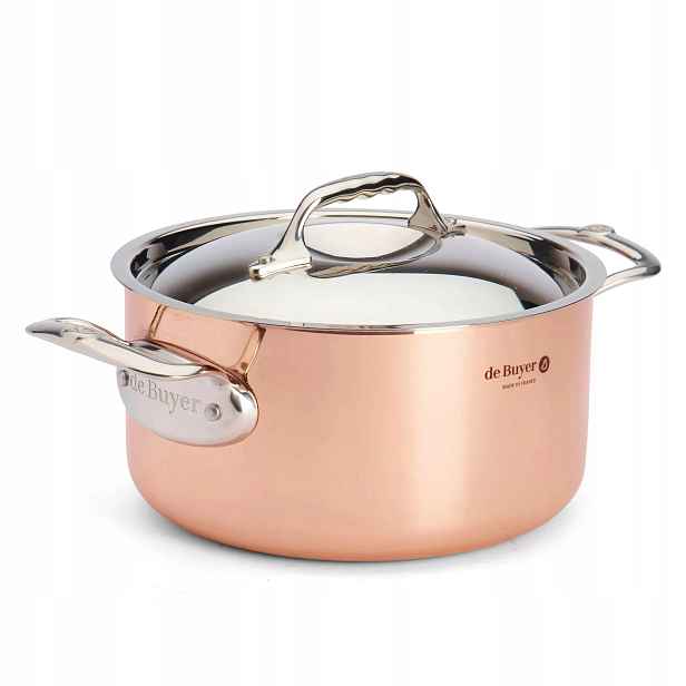 Prima Matera Hrnec měděný vysoký s poklicí 24 cm De Buyer
