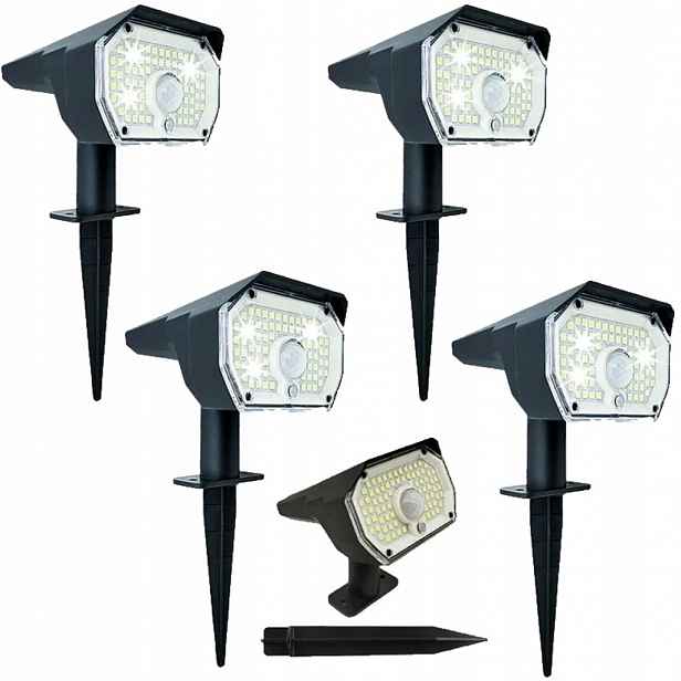 Solární Lampa S Pohybovým Senzorem Výkonná 53 Led 3- Režimy Provozu 4 ks