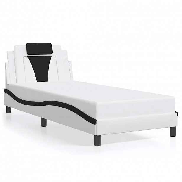 vidaXL Rám postele Viana bez matrace bílý a černý 90 x 200 cm umělá kůže