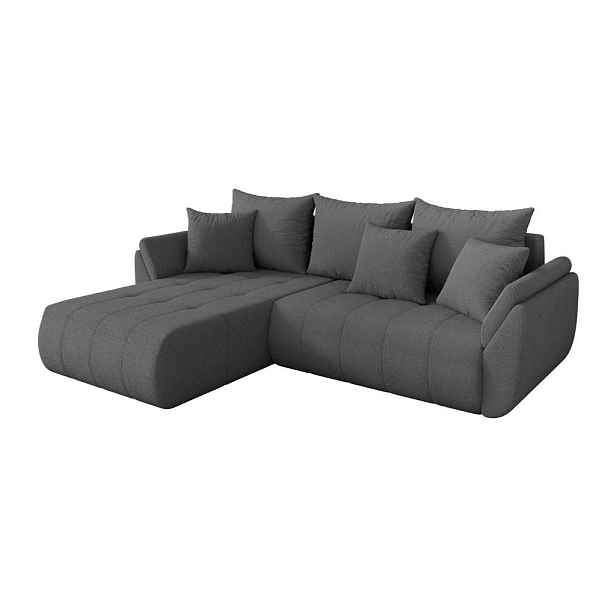ALTDECOR ROHOVÁ SEDAČKA s funkcí spaní, otoman vlevo TOKO-L 277x194x86 šedá bouclé