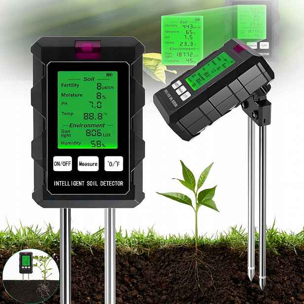Digitální Měřič Vlhkosti Půdy Tester Ph Temp Pro Pokojové Rostliny 6V1